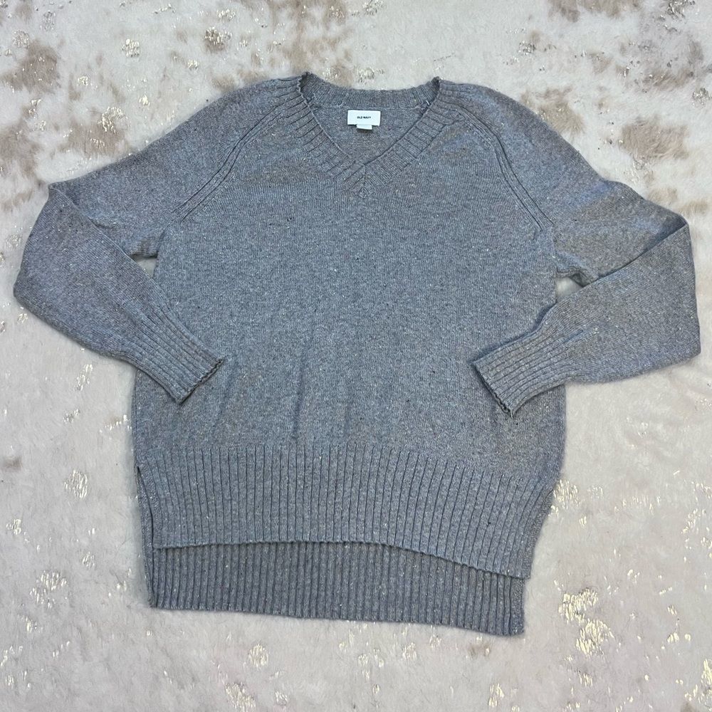 EUC Old Navy V Neck Multi Thread Color Side Slits Knit Sweater 💗